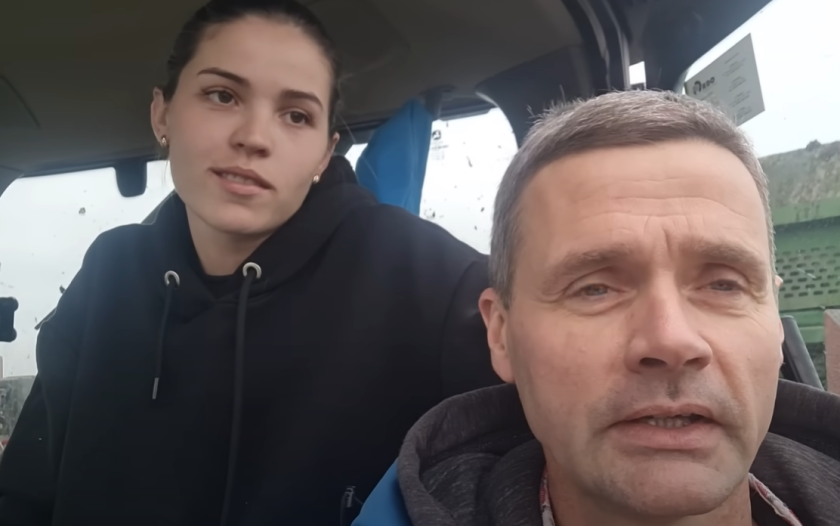 The first female tractor driver at the farm